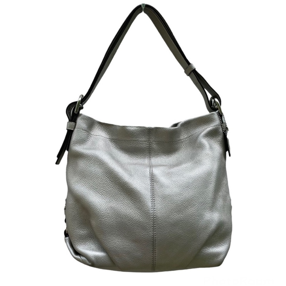 NWOT Coach F15064 Metallic Silver Hobo Satchel Shoulder Bag FREE wallet